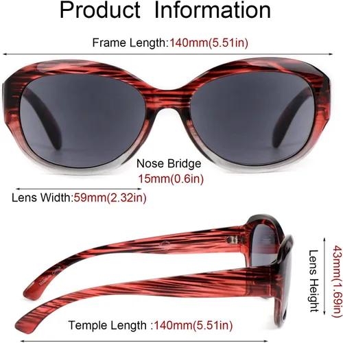 Vista 5 de Lentes de sol Reader para mujer, lente completa, paquete de 3 lentes de sol de lectura para exteriores, protección UV, 1.5X