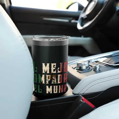 Vista 6 de El Mejor Compadre Del Mundo Spanish Compadre - Vaso aislado de acero inoxidable Negro