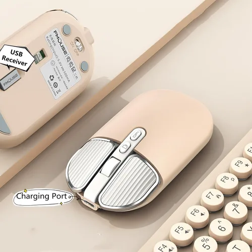 Vista 4 de YOCUNKER Ratón inalámbrico, 2.4 G, recargable, silencioso, delgado, con receptor USB, 3 DPI, botón de vuelta al escritorio, para PC, laptop