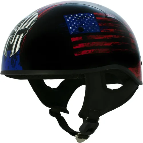 Vista 42 de Hot Leathers Avanzado Moto DOT Skull Cap Classic Half Cascos Biker HLD HLT