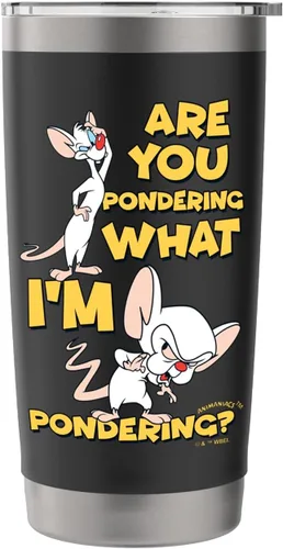 Vista 3 de Pinky and the Brain Vaso aislado de acero inoxidable Pondering