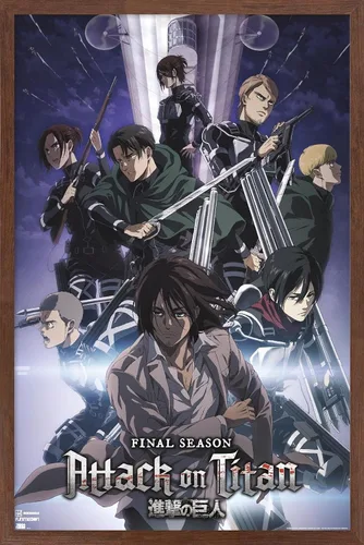 Vista 9 de Trends International Attack on Titan: Season 4 - Póster de pared Key Visual 2, 22.37 x 34.00 pulgadas, versión enmarcada en negro Versión con marco