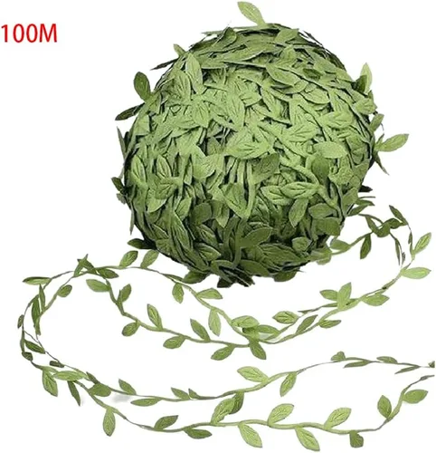 Vista 3 de Cinta de hojas verdes, cuerda de hojas para guirnaldas, manualidades, envoltura de regalos, fiestas, bodas, decoración del hogar, 656 pies/328