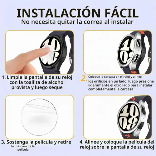 Vista 7 de 5+5 protectores de pantalla para Samsung Galaxy Watch 7 1.575 in Carcasa protectora de vidrio templado antiempañamiento HD para Samsung Galaxy