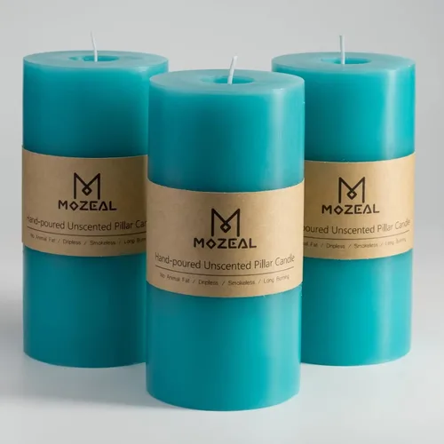 Vista 59 de MOZEAL Juego de 3 velas sin perfume vertidas a mano de 3 x 6 pulgadas, velas tipo pilar sin goteo, combustión de larga duración, aproximadamente 120
