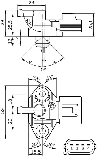 Vista 6 de Bosch 0261230093 sensor de presión de combustible, equipo original