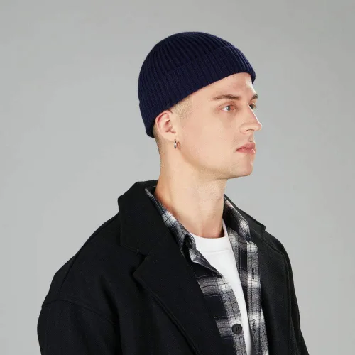 Vista 2 de vidsel Gorro Corto de Pescador para Hombres y Mujeres, Gorro de Lana Tejida con Puño Estilo Moderno de Arrastrero, Gorros Cálidos de Invierno