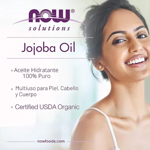 Vista 4 de Aceite de jojoba orgánico NOW, 4 oz