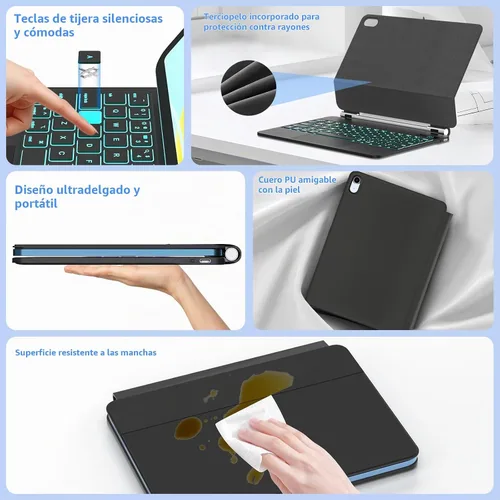 Vista 8 de FUWANG for iPad A16 11th/10th Generation Case with Keyboard, Magic Keyboard with Power Display, Multi-Touch Trackpad Floating Cantilever Stand