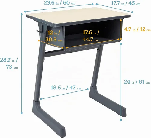 Vista 3 de ECR4Kids Cave - Escritorio para estudiantes con caja de libros de plástico, escritorio escolar para el aula con gran organizador de almacenamiento
