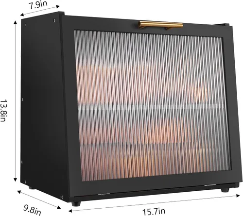 Vista 7 de Joyvilla Caja de Pan de Doble Capa de Bambú para Encimera de Cocina, Contenedor de Almacenamiento de Pan, Caja de Pan Negra con Ventana, de Gran