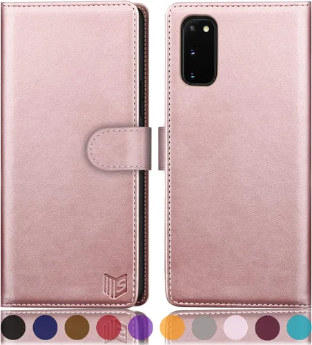 Vista 13 de SUANPOT Funda de piel tipo cartera para Samsung Galaxy S20 de 6.2 pulgadas (no S20+/S20 Ultra) con bloqueo RFID, tarjetero de crédito, funda