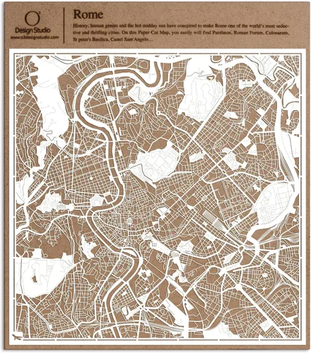 Vista 16 de O3 Design Studio Aberdeen - Mapa de papel cortado en papel blanco de 12 x 12 pulgadas