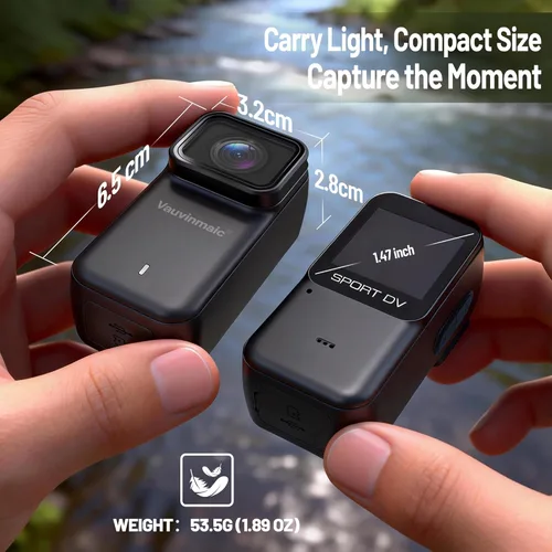 Vista 2 de Cámara corporal 4K con WiFi, cámara de acción POV para motociclismo, esquí, ciclismo, vlogging, deportes, cámara magnética portátil para grabación