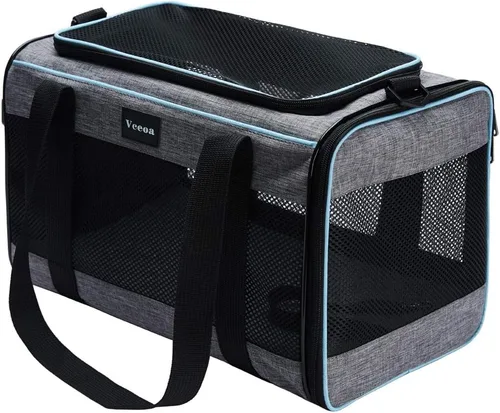 Vista 3 de Vceoa Transportador de gatos y perros de 17.5 x 11 x 11 pulgadas, para mascotas de hasta 16 libras, bolsa de transporte de animales de lados suaves