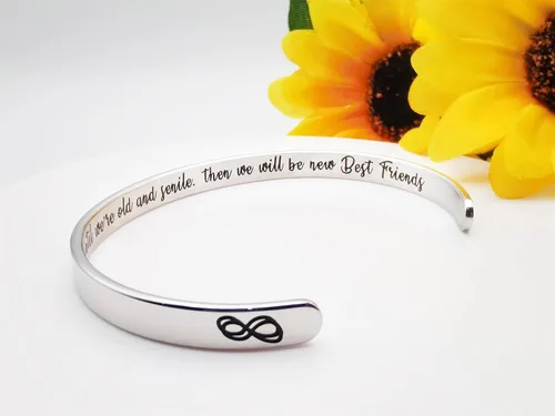 Vista 352 de Pulseras inspiradoras para mujer, joyería de acero inoxidable, con refranes, pulsera motivacional con mensaje oculto, pulseras grabadas para mejor
