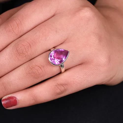 Vista 59 de PANOPLY Bio Pink Doublet Quartz Solid 925 Sterling Silver Ring for Women