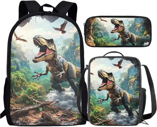 Vista 144 de HUGS IDEA Juego de 3 bolsas escolares con aislamiento térmico para el almuerzo, estuche para lápices