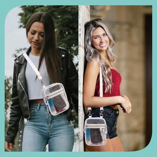 Vista 13 de Bolso cruzado aprobado por estadios para mujer, bolsa transparente para estadios para eventos deportivos, conciertos
