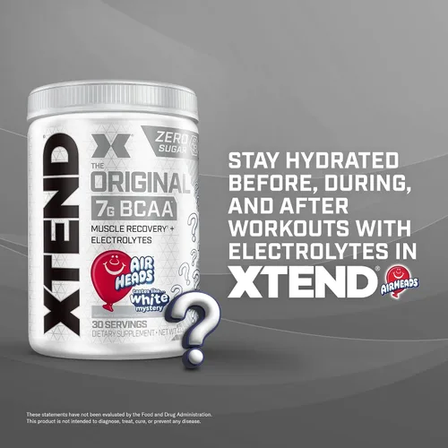 Vista 5 de XTEND Original Polvo de BCAA sabor Airheads Candy con 7 gramos de BCAA y 2.5 gramos de L-Glutamina, para bebida de recuperación muscular sin azúcar