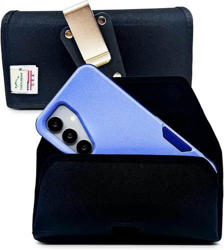 Vista 19 de Turtleback Funda diseñada para Galaxy S24 S23 S22 S21 S20 Funda de cuero negro con clip ejecutivo para cinturón, horizontal fabricada en Estados