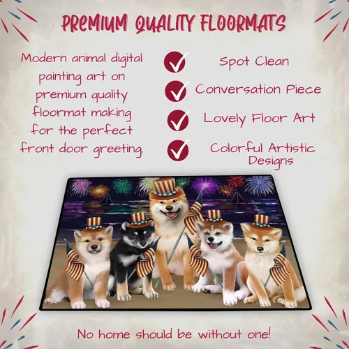 Vista 5 de Tapete antideslizante para puerta de mascotas, para interiores y exteriores del 4 de julio, para perros Shiba Inu, tapete lavable con retratos