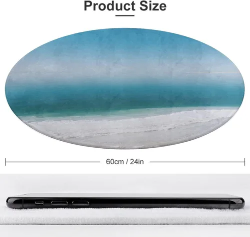 Vista 3 de Coral Velvet Round Area Rug 2' Non-Slip TPR Backing Carpet 0.2 Inch Low Pile Dead Sea Salt Flats Door Mat Washable Decorative Floor Rug for Bathroom