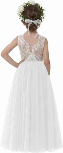 Vista 20 de 2Bunnies - Vestido de fiesta con tutú de tul, espalda de encaje de rosa, tipo A, para niñas Maxi sin mangas de encaje