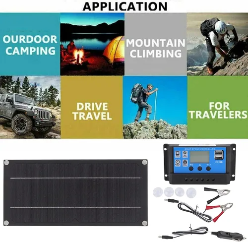 Vista 7 de Cargador de batería solar de 12 voltios impermeable, cargador de batería solar marino, mantenimiento de batería solar de 600 W, 18 V, kit de panel