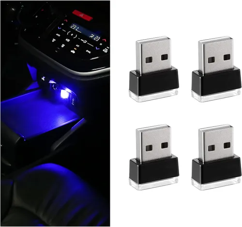 Vista 21 de 4 PCS Lámpara de Atmósfera Interior de Coche LED USB, Mini Luz Nocturna LED Portátil, Kit de Iluminación Ambiental de Maletero con Interfaz USB