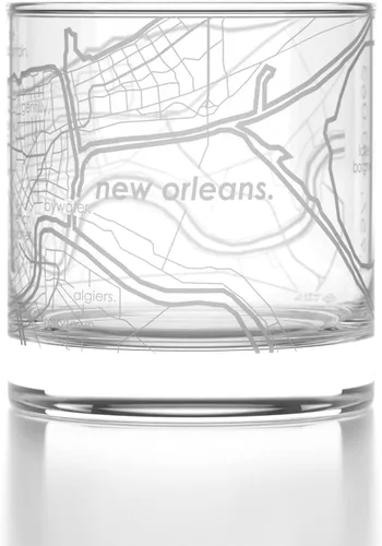 Vista 66 de Well Told Vaso de rocas grabado con mapa de Akron, Ohio, cristalería estilo antiguo (325ml, transparente) Vaso de bourbon grabado, regalos