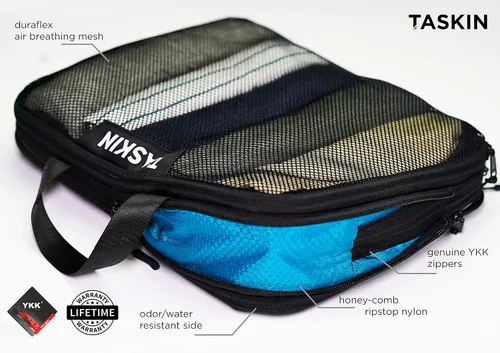 Vista 4 de Taskin Cubos de embalaje de compresión Compartimentos separados de limpieza y suciedad con separador flexible Cremalleras YKK Juego de 4 (2L + 2M)