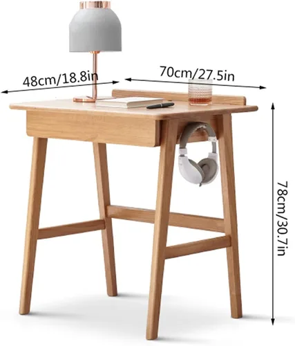 Vista 3 de TOMYEUS Escritorio para computadora de estudio, moderno y simple, escritorio multifuncional, mesa de estudio compacta con agujero para cable, cajón