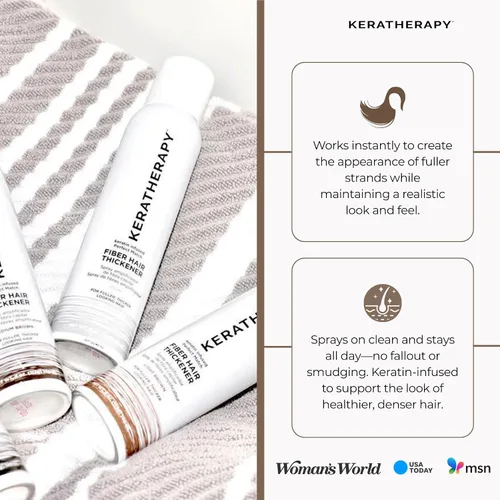 Vista 5 de Keratherapy Spray espesante de fibra con infusión de queratina, marrón medio, 4 onzas líquidas, 4.7 fl oz – Laca para el cabello voluminizadora