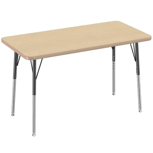 Vista 42 de FDP - Mesa rectangular para actividades escolares y de oficina (24 x 36 pulgadas), patas estándar con deslizadores giratorios, altura ajustable