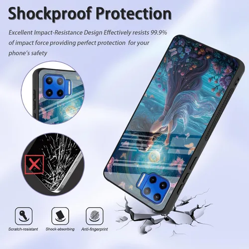 Vista 353 de Funda para Motorola Moto Edge 2022, cubierta trasera de vidrio templado con protector de pantalla, funda protectora a prueba de golpes para Motorola