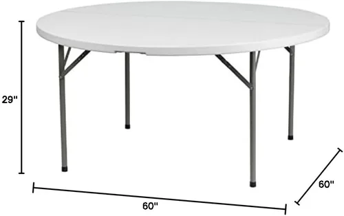 Vista 3 de Flash Furniture Elon Mesa plegable redonda de plástico blanco granito de 5 pies