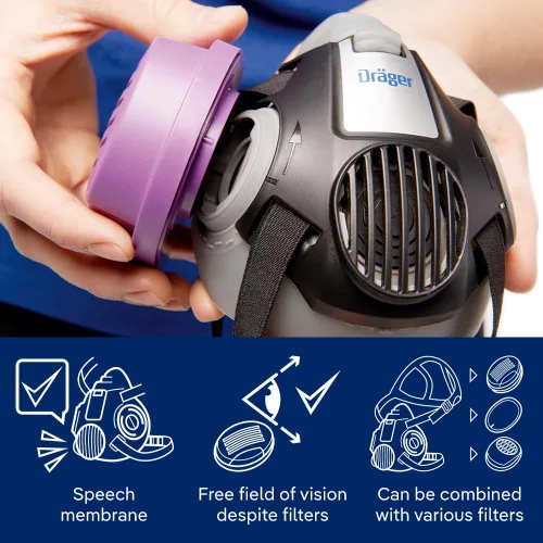 Vista 4 de Dräger X-plore 3500 Máscara respiradora de media cara, aprobada por NIOSH
