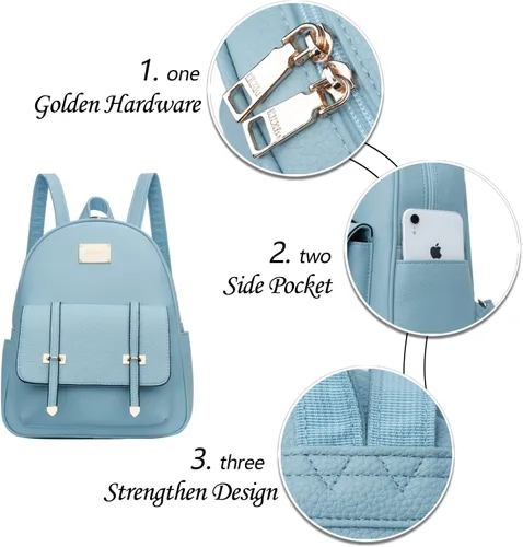 Vista 4 de KKXIU Mochila pequeña para mujer, bolso convertible de cuero para mujer