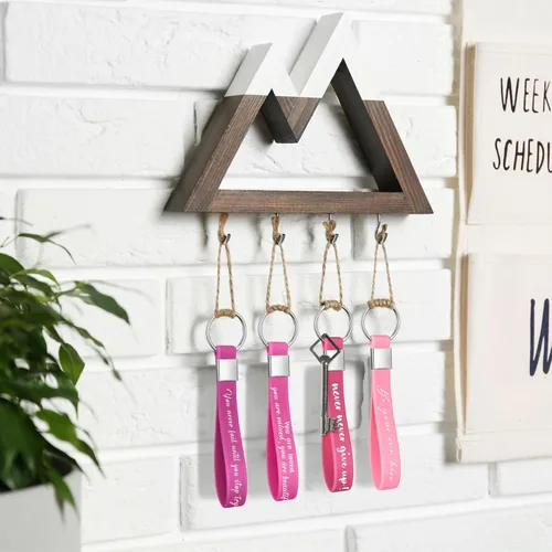 Vista 7 de Sasylvia 24 llaveros con cita inspiradora a granel para mujeres, hombres y niñas, regalo de Navidad, de silicona rosa, con cita motivacional
