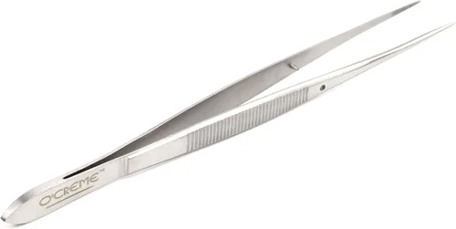 Vista 19 de O'Creme - Pinzas de cocina de acero inoxidable con punta fina Precision plating tongs in purple, 6.25 inches long — ideal for garnishing, plating
