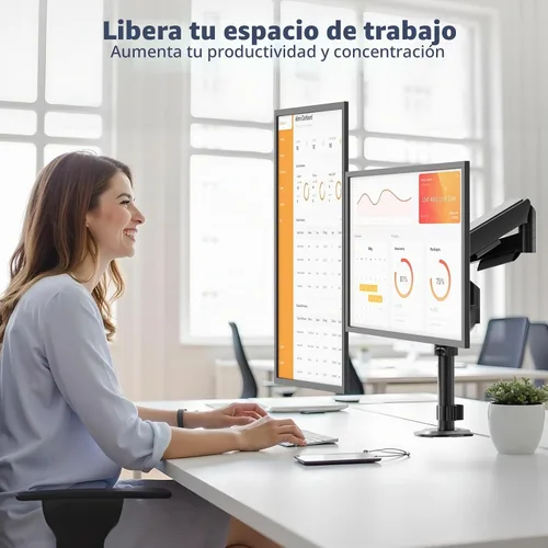 Vista 8 de PUTORSEN Soporte de monitor dual para pantallas de 17-32 pulgadas, VESA 75