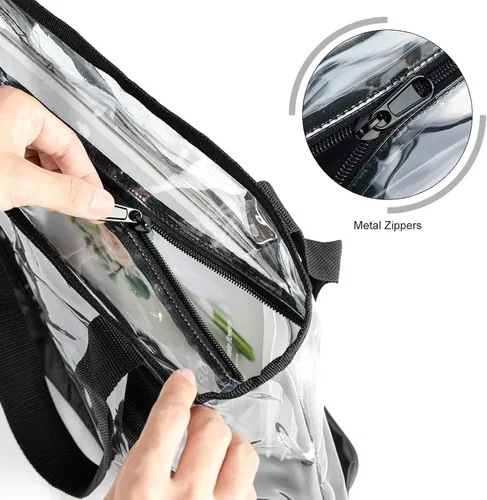 Vista 9 de Bolso transparente BORMELUN, con asa de cremallera para el trabajo, plástico transparente para mujer