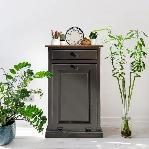 Vista 2 de Peaceful Classics Gabinete de basura – Armario escondido hecho a mano para botes de basura – Papelera decorativa para baño, papelera de oficina