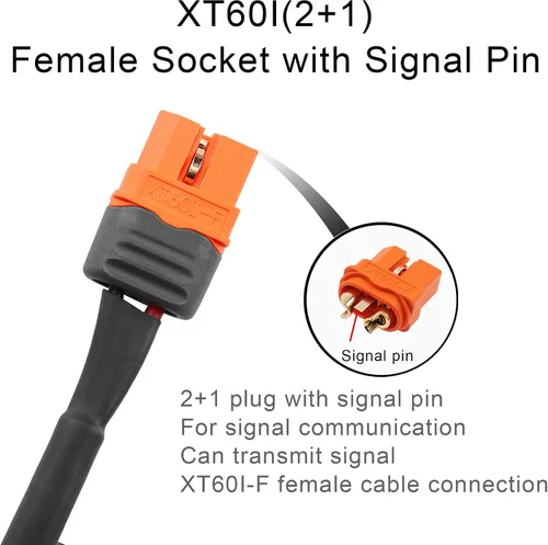 Vista 3 de Cable de alimentación de CC a XT60, 1M/3FT 16AWG DC 0.217 in X 0.083 in macho a XT60I (2+1) con cable adaptador hembra de pin de señal