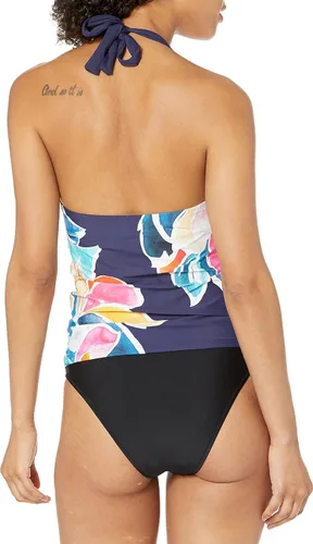 Vista 2 de Top de traje de baño tankini con cuello en V, Oro