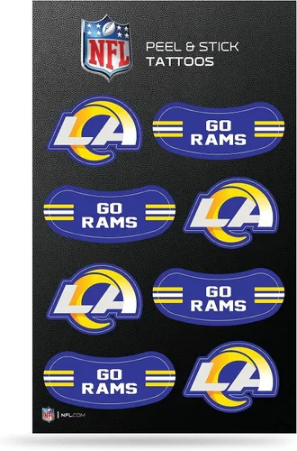 Vista 9 de Rico Industries NFL Footbal Peel & Stick Temporary Tattoos - Eye Black - Game Day Approved!