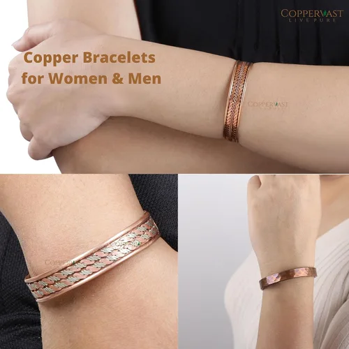 Vista 25 de Pulseras de cobre para hombres y mujeres Juego de 3 con caja de regalo Hecho a mano 100% cobre Regalo para mujeres y hombres