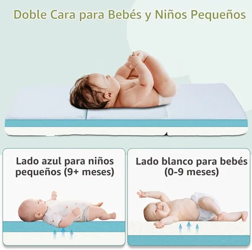 Vista 3 de Colchón de triple pliegue para jugar, 38 x 26 pulgadas, espuma viscoelástica transpirable de doble capa