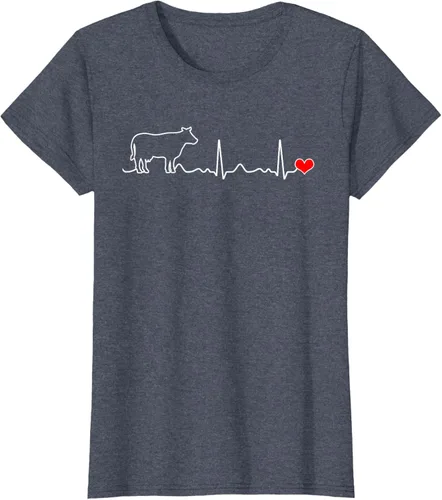 Vista 61 de Camiseta de paciente con corazón I Love My Cow Valve EKG Heartbeat Heart Pacient, Negro, S